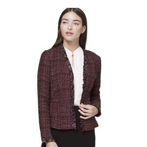 🔥WHBM Peplum-Detail Sweater/Jacket/Blazer Maroon Tweed Style Size 2🔥